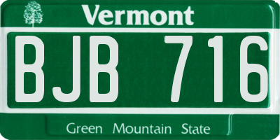 VT license plate BJB716