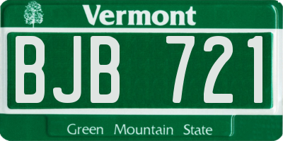 VT license plate BJB721