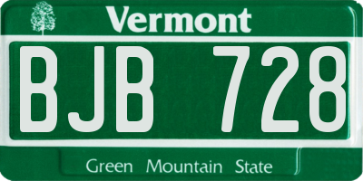 VT license plate BJB728