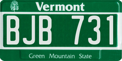 VT license plate BJB731