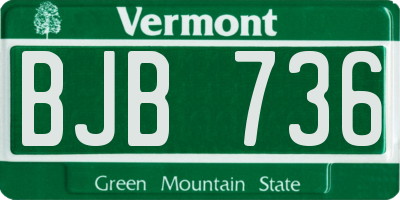 VT license plate BJB736