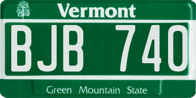 VT license plate BJB740