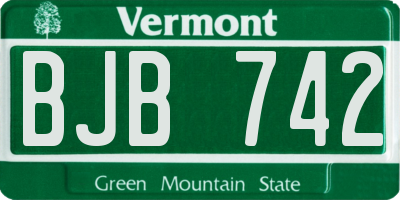 VT license plate BJB742