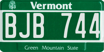 VT license plate BJB744