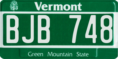VT license plate BJB748