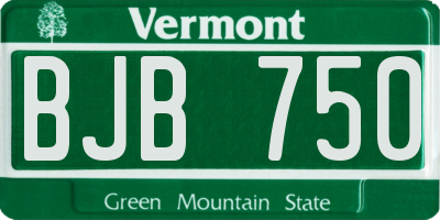 VT license plate BJB750
