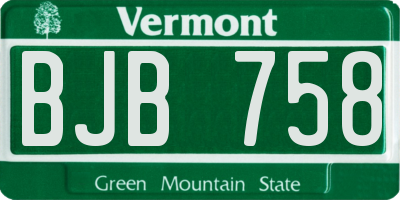 VT license plate BJB758