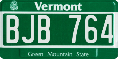 VT license plate BJB764