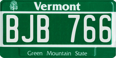 VT license plate BJB766