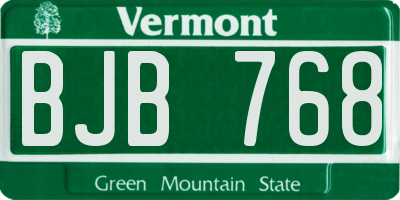 VT license plate BJB768