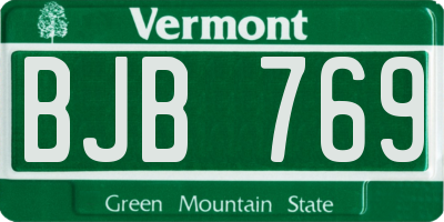 VT license plate BJB769
