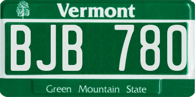 VT license plate BJB780