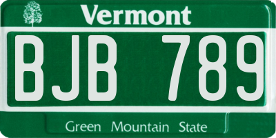 VT license plate BJB789