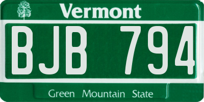 VT license plate BJB794