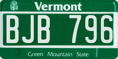 VT license plate BJB796