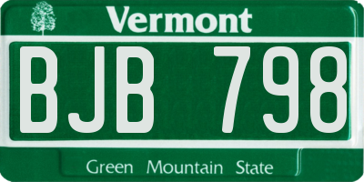 VT license plate BJB798