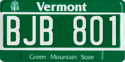 VT license plate BJB801