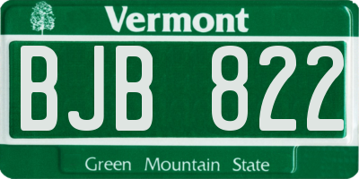 VT license plate BJB822