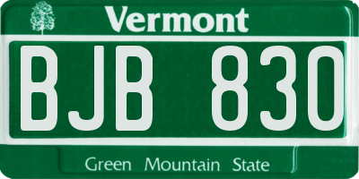 VT license plate BJB830