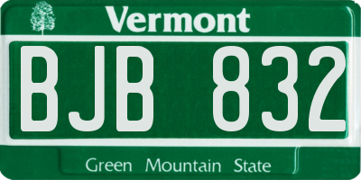 VT license plate BJB832