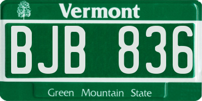 VT license plate BJB836