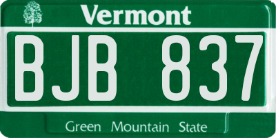 VT license plate BJB837