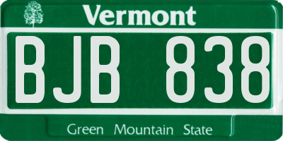 VT license plate BJB838