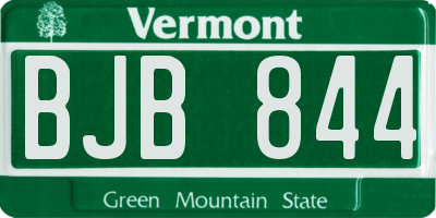 VT license plate BJB844