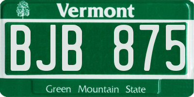 VT license plate BJB875