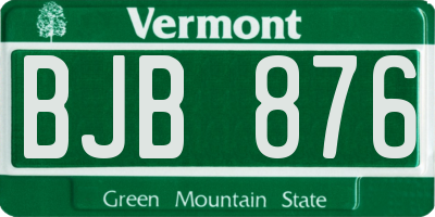 VT license plate BJB876