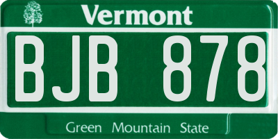 VT license plate BJB878