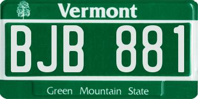 VT license plate BJB881