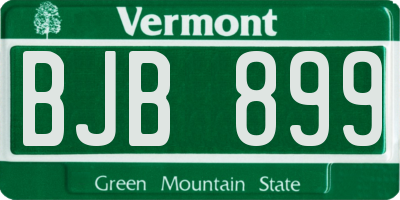 VT license plate BJB899