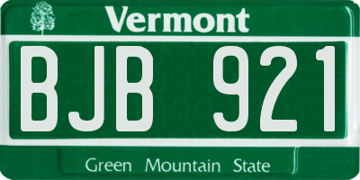 VT license plate BJB921
