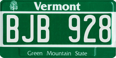 VT license plate BJB928