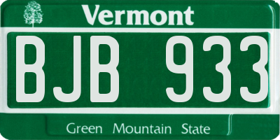 VT license plate BJB933