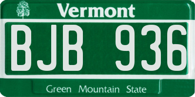 VT license plate BJB936