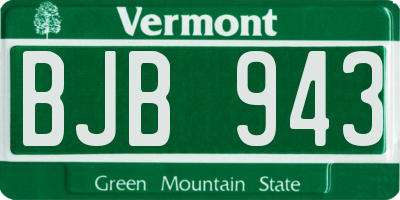 VT license plate BJB943