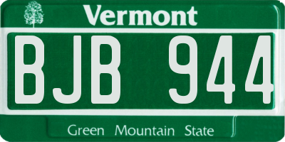 VT license plate BJB944