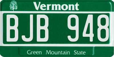 VT license plate BJB948