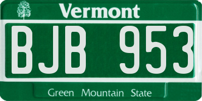 VT license plate BJB953