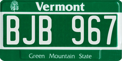 VT license plate BJB967
