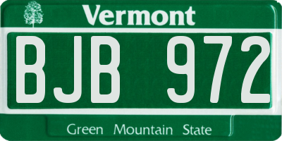 VT license plate BJB972
