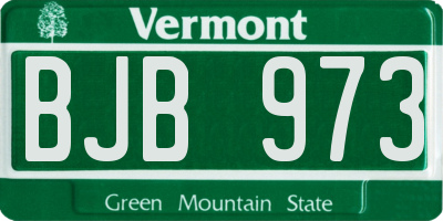 VT license plate BJB973