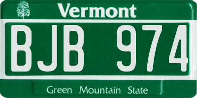 VT license plate BJB974