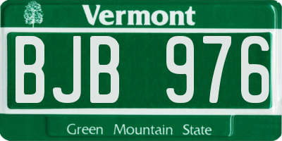 VT license plate BJB976
