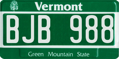 VT license plate BJB988