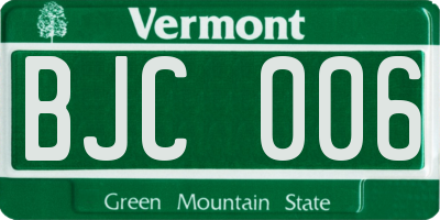 VT license plate BJC006
