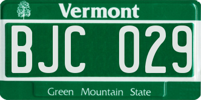 VT license plate BJC029