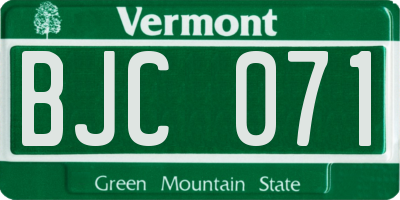 VT license plate BJC071
